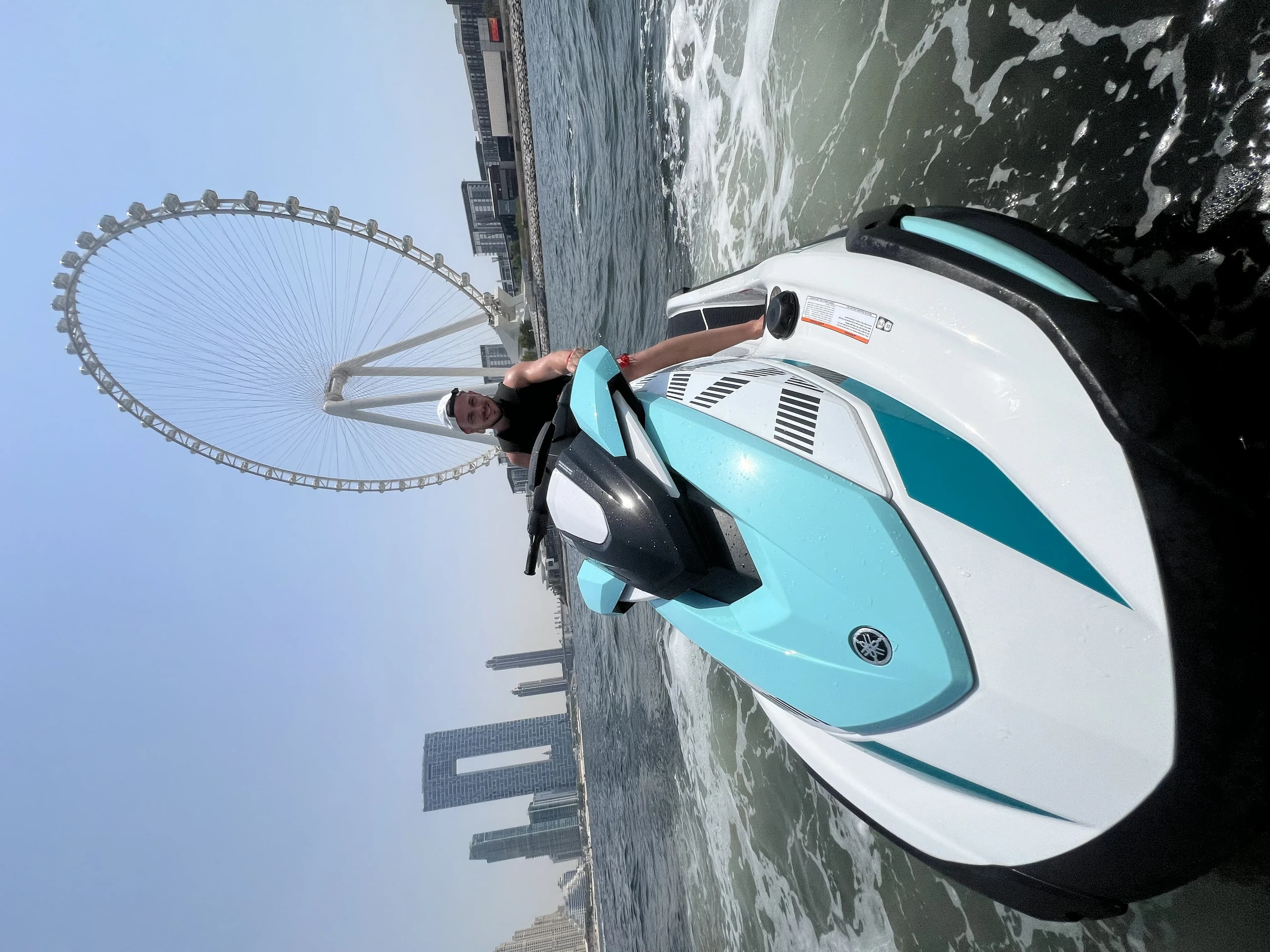 Jet ski Palm Jumeirah — aerial view Dubai